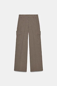 PANTALON CARGO PIED-DE-POULE