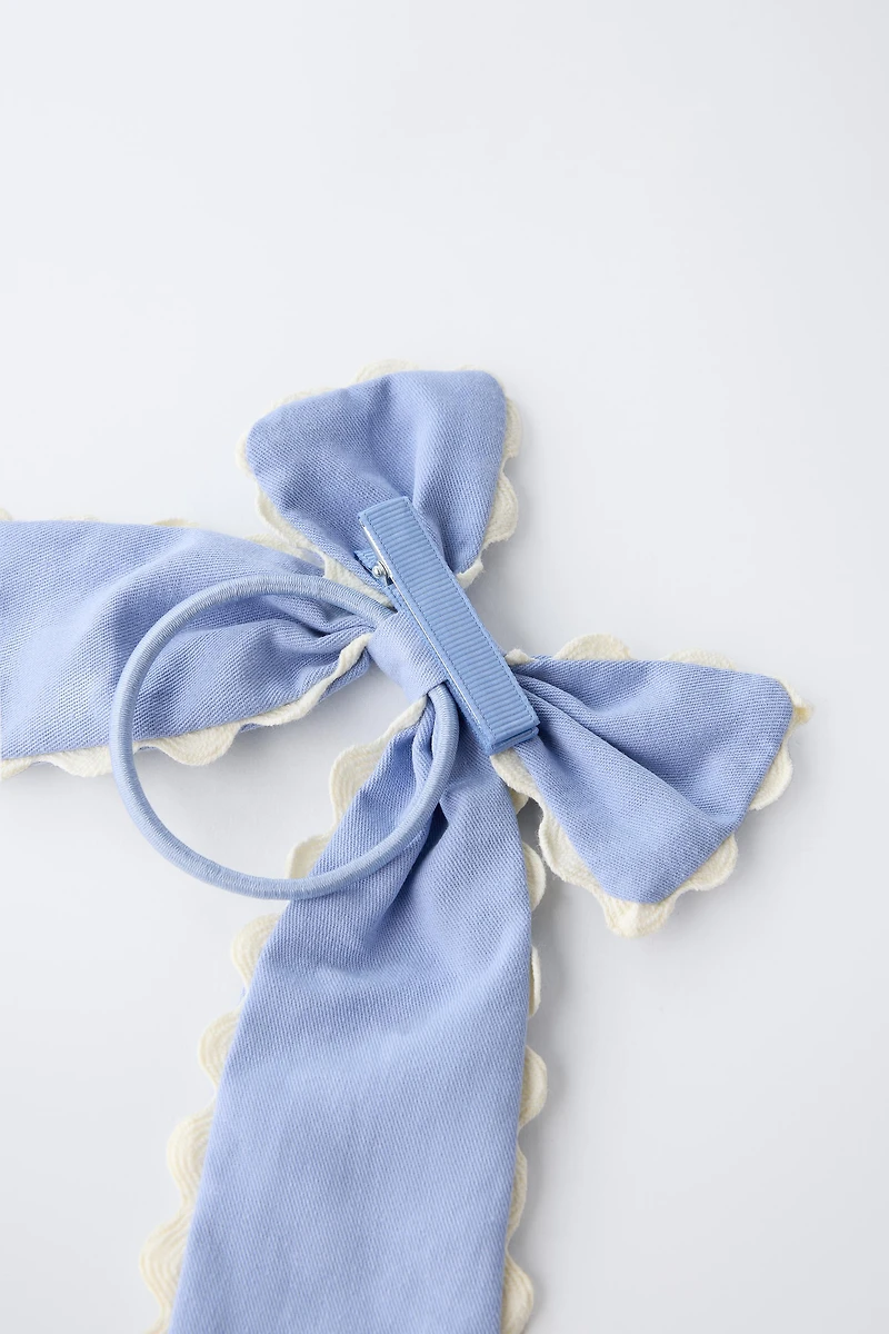 RUFFLE BOW BOBBY PIN HAIR TIE