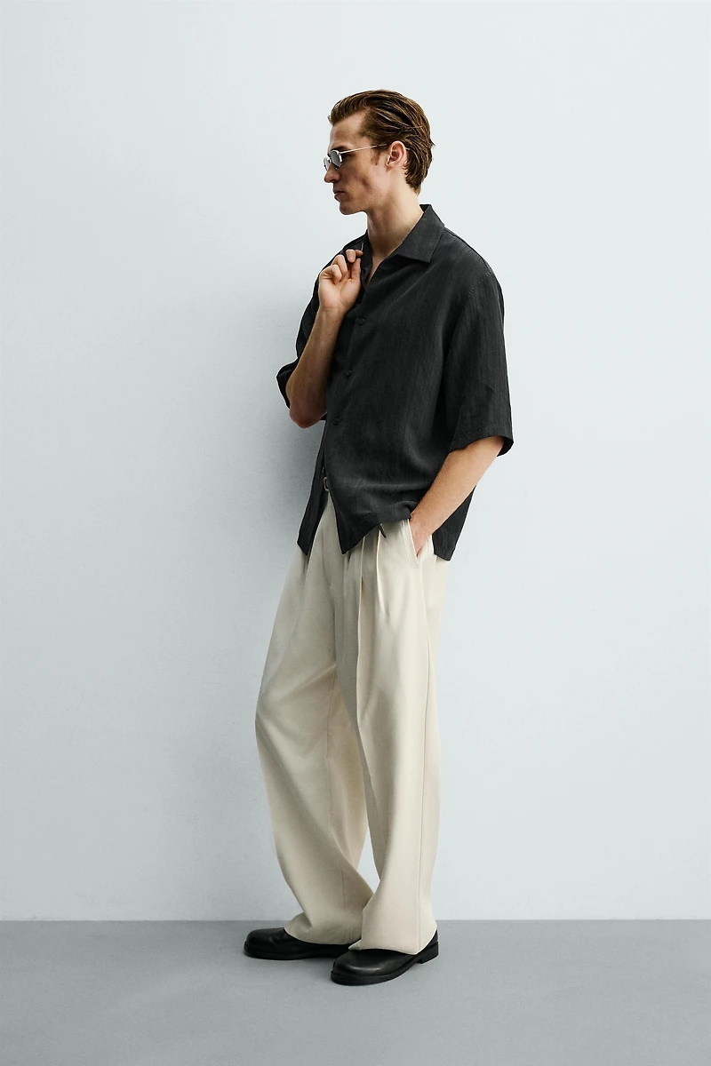 STRIPED JACQUARD BOXY FIT SHIRT