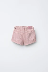 STAR PATCH STUDDED DENIM SHORTS