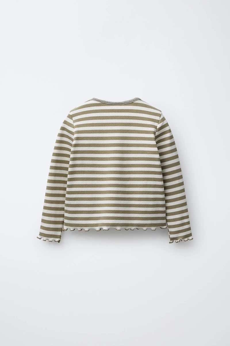 SPARKLY STRIPED EMBROIDERED T-SHIRT