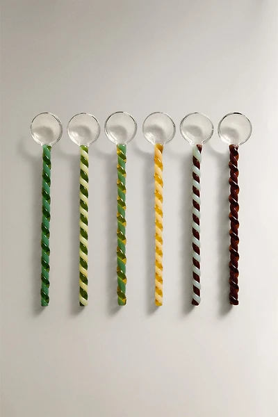 PACK OF MULTICOLOR GLASS SPOONS (PACK OF 6)