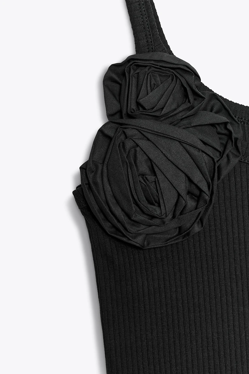 FLORAL RIBBED TOP