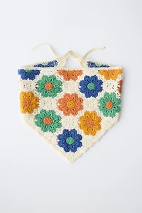 CROCHET KNIT FLORAL BANDANA
