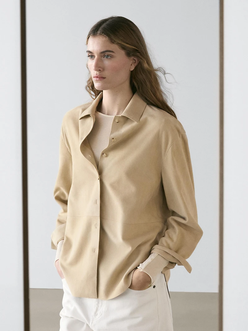Suede leather shirt
