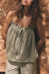WASHED TIE-STRAP TOP