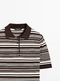100% cotton striped knit polo shirt