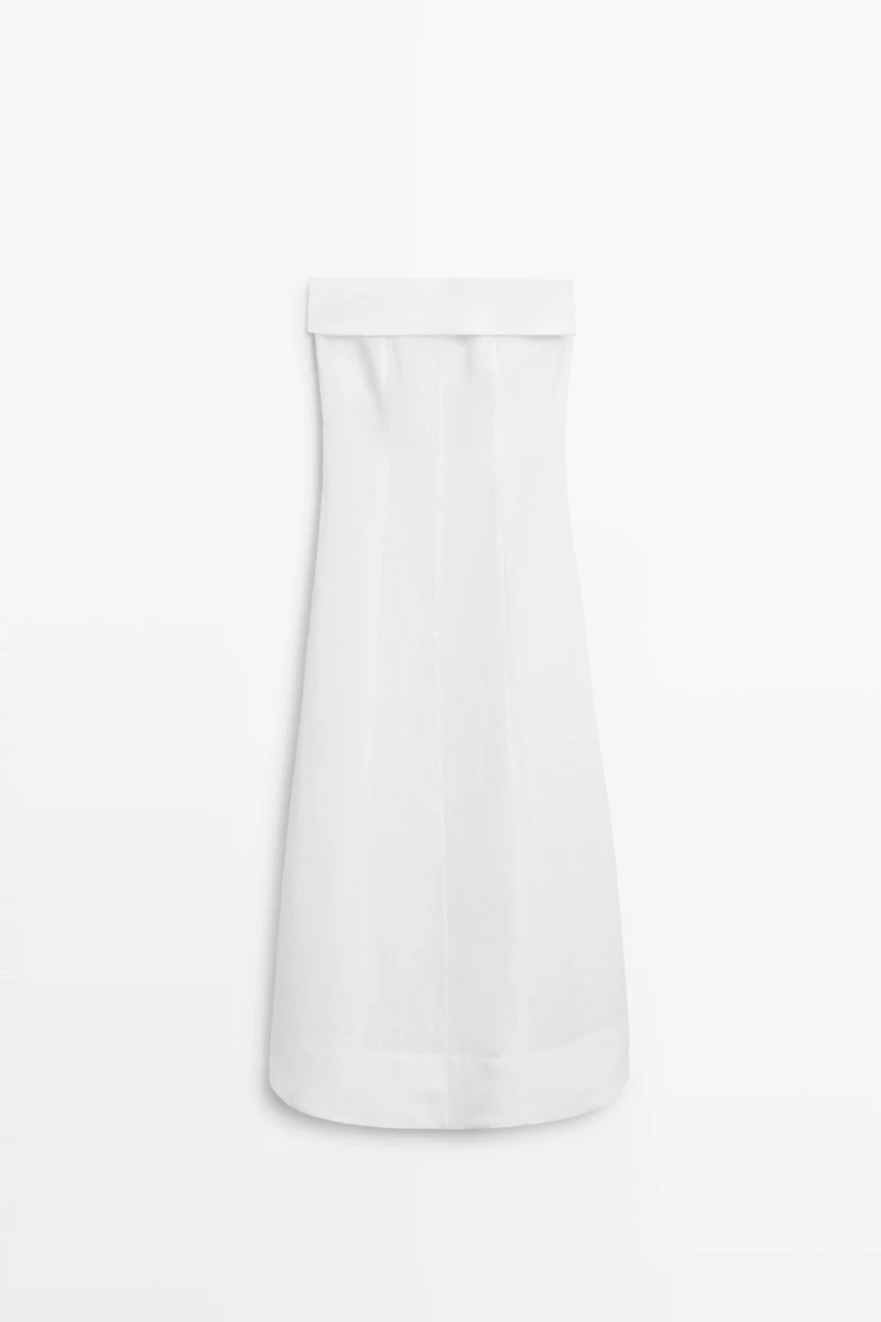 Linen strapless midi dress