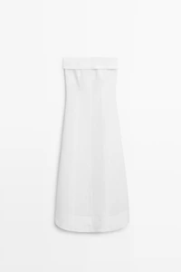 Linen strapless midi dress
