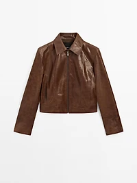 Short nappa leather jacket