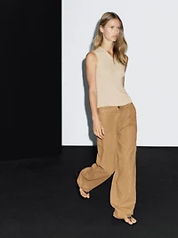 Relaxed fit high-waist trousers