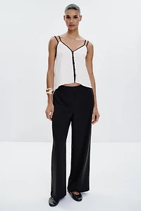 CONTRAST PIPED PANTS