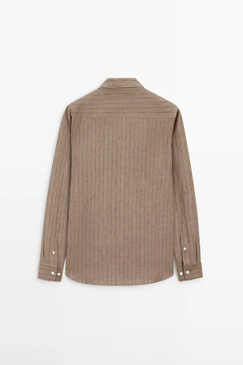 Chemise à rayures 100 % lin coupe slim