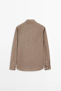 Chemise à rayures 100 % lin coupe slim