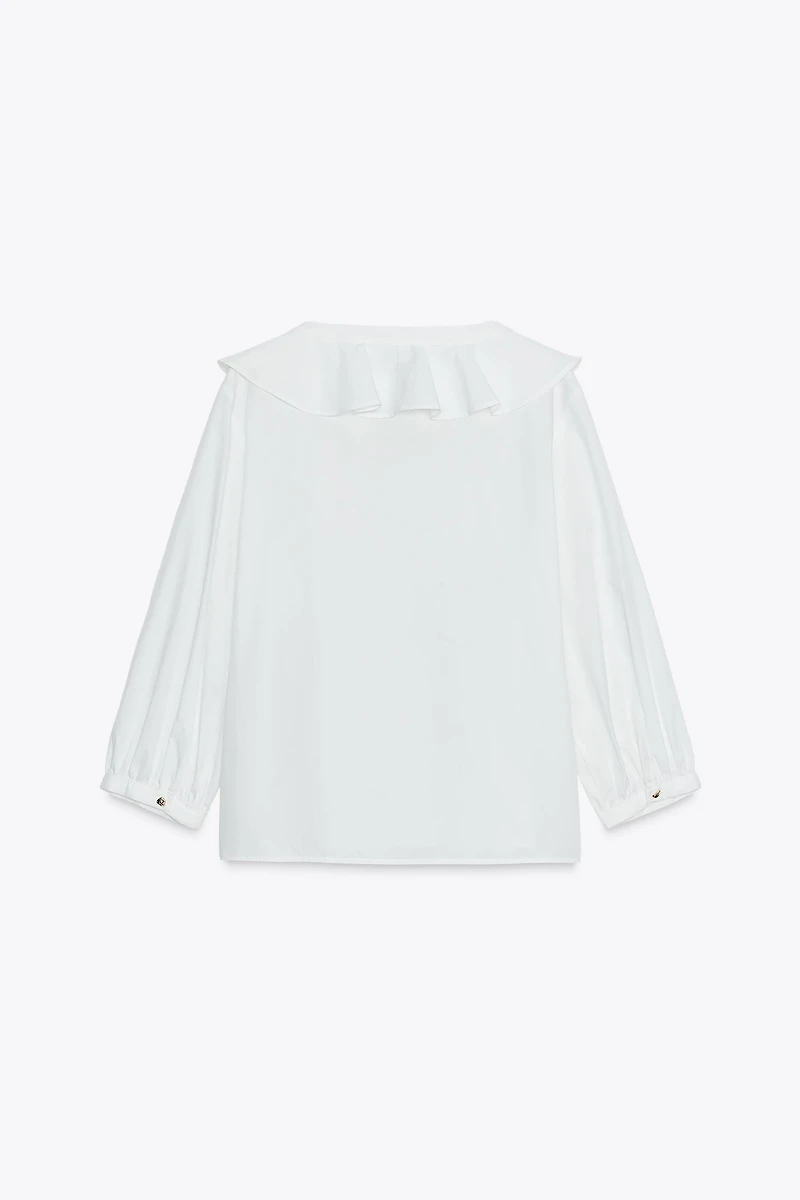 CHEMISE EN POPELINE À VOLANTS