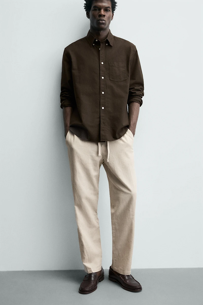 PANTALON RELAXED FIT EN COTON ET LIN