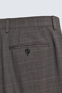 100% WOOL PLAID SUIT PANTS