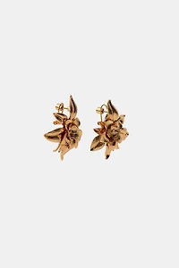 EMBOSSED FLORAL BUTTON EARRINGS