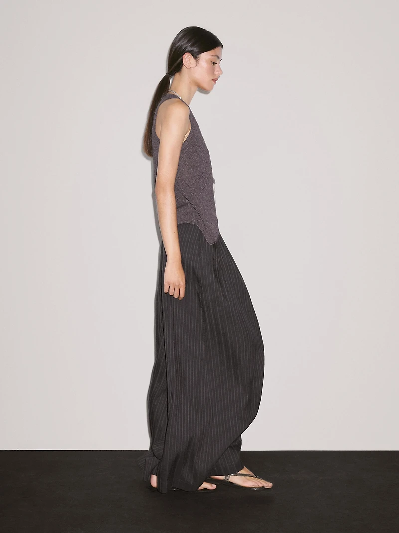 Veste sans manches cache-cœur en maille avec lien