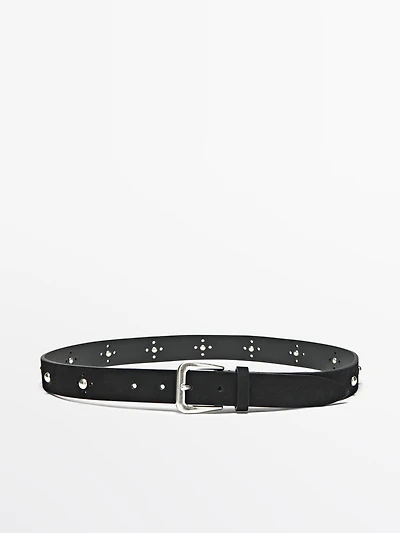 Studded openwork belt