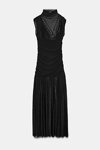 COMBINED DRAPED MIDI DRESS