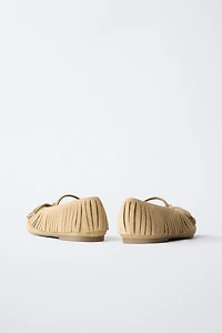 LEATHER FRINGED BALLET FLATS