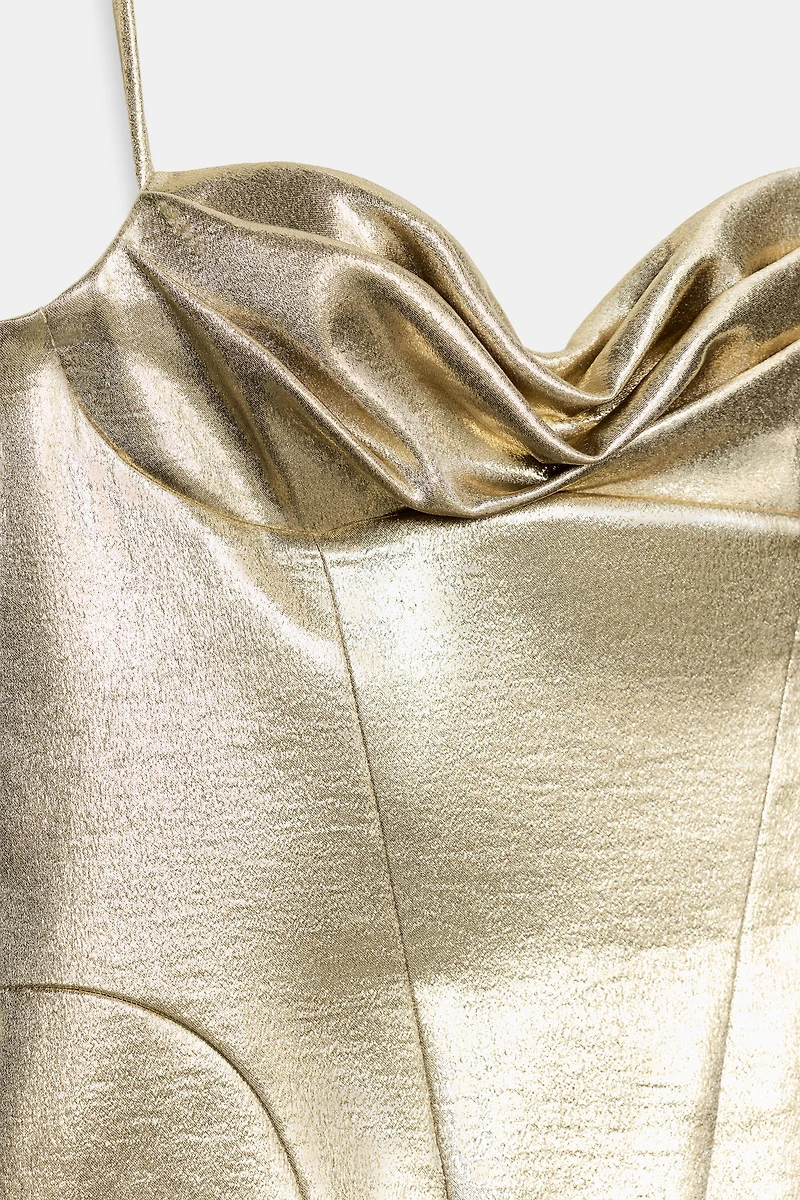 METALLIC EFFECT CORSET MINI DRESS