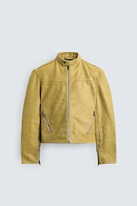WASHED LEATHER CROPPED FIT JACKET