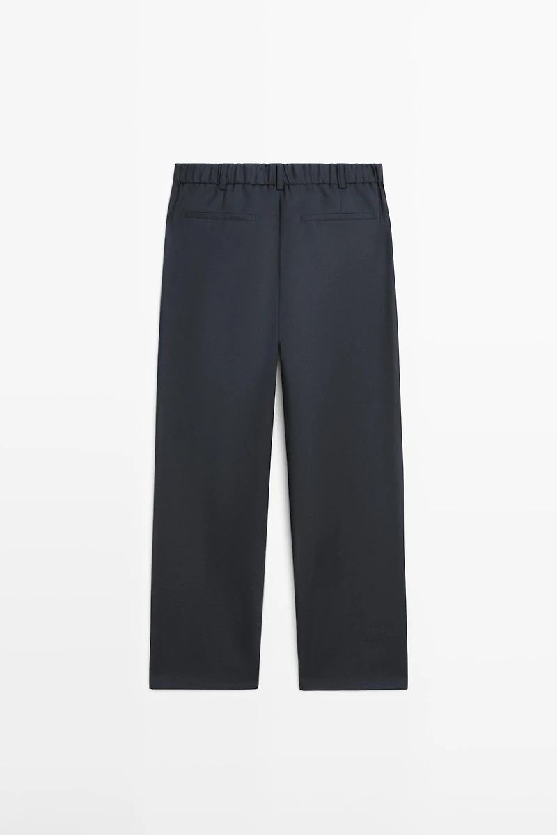 Relaxed fit wool blend trousers with darts