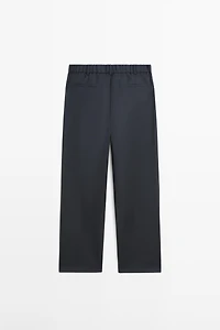 Relaxed fit wool blend trousers with darts