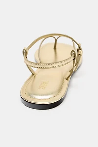 METALLIC EFFECT LEATHER SANDALS