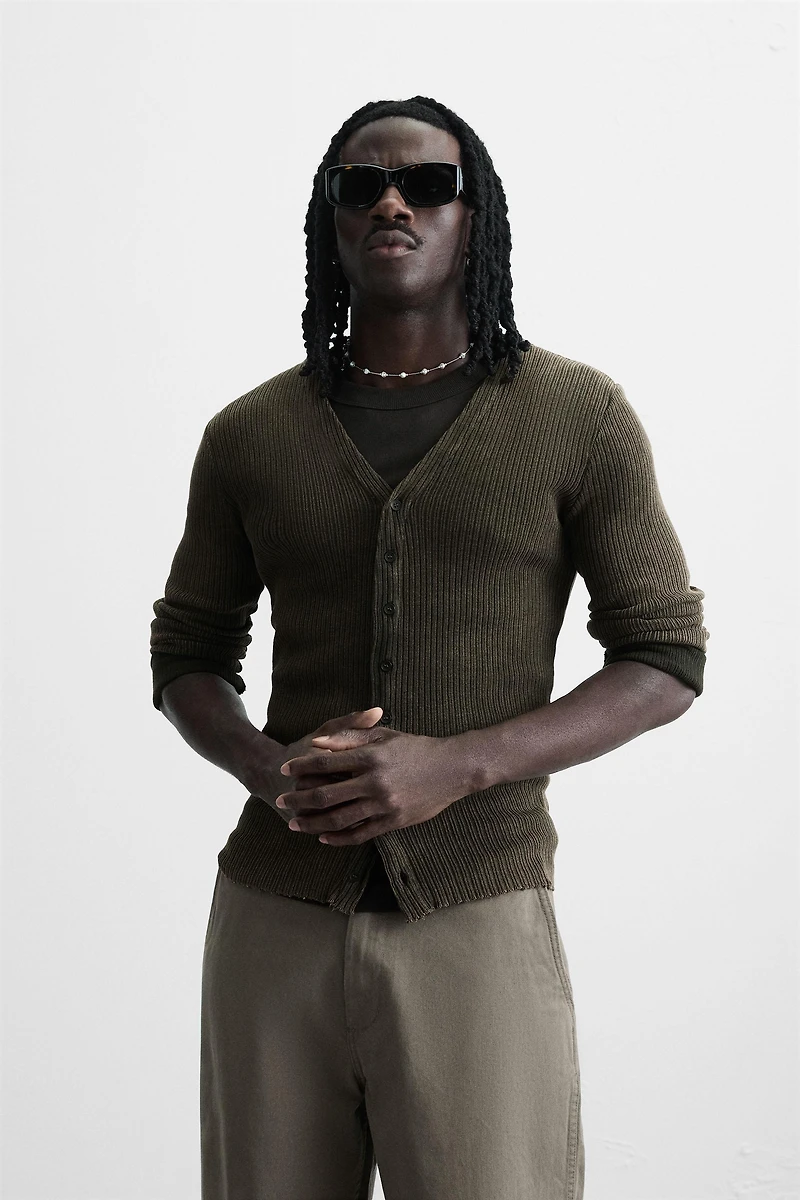 WASHED RIB CARDIGAN