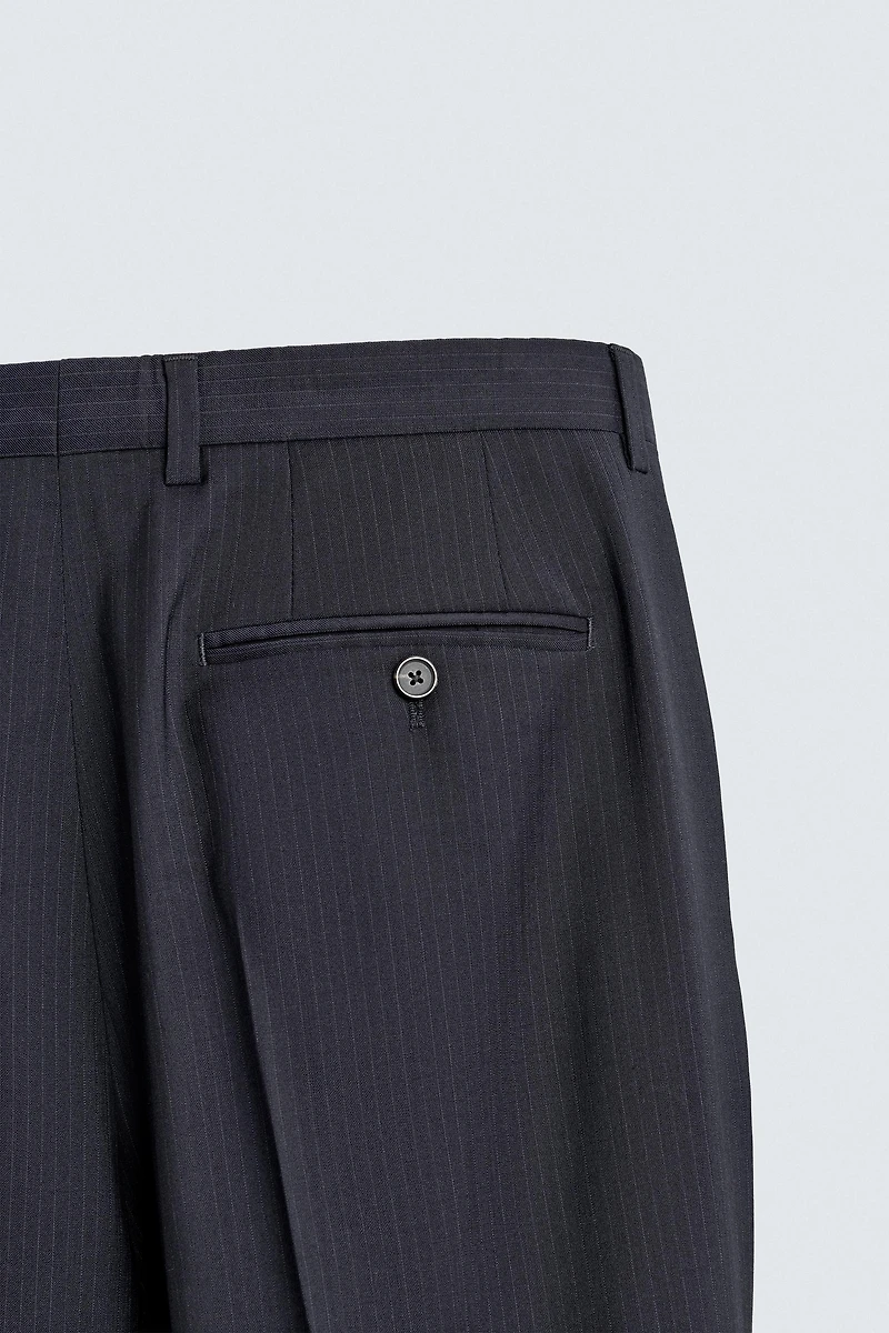 100% WOOL PINSTRIPE SUIT PANTS