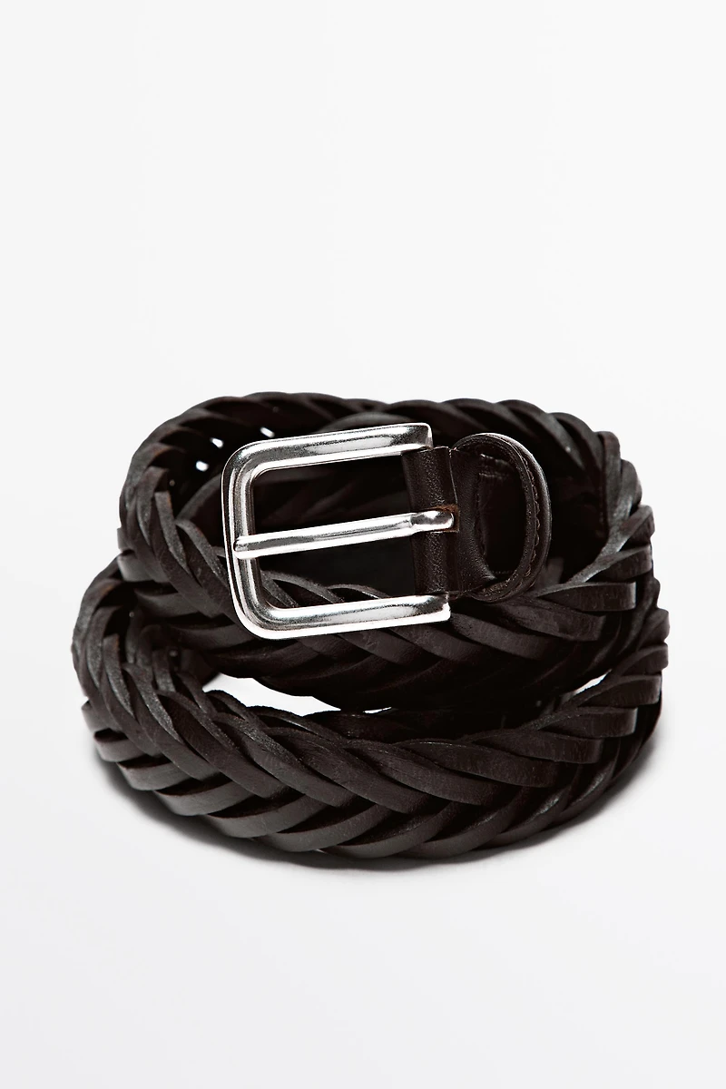 Braided leather belt