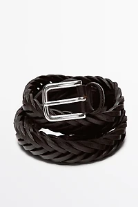 Braided leather belt