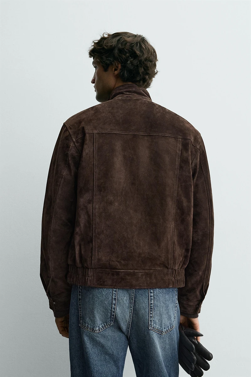 BLOUSON EN CUIR CROÛTE DE