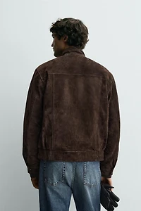 BLOUSON EN CUIR CROÛTE DE