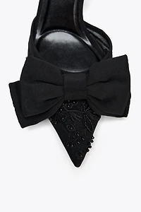 MESH BOW SLINGBACK HEELS