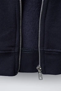 EMBROIDERED BEAR ZIP SWEATSHIRT