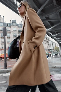 DOUBLE-BREASTED COAT WITH SHOULDER PADS