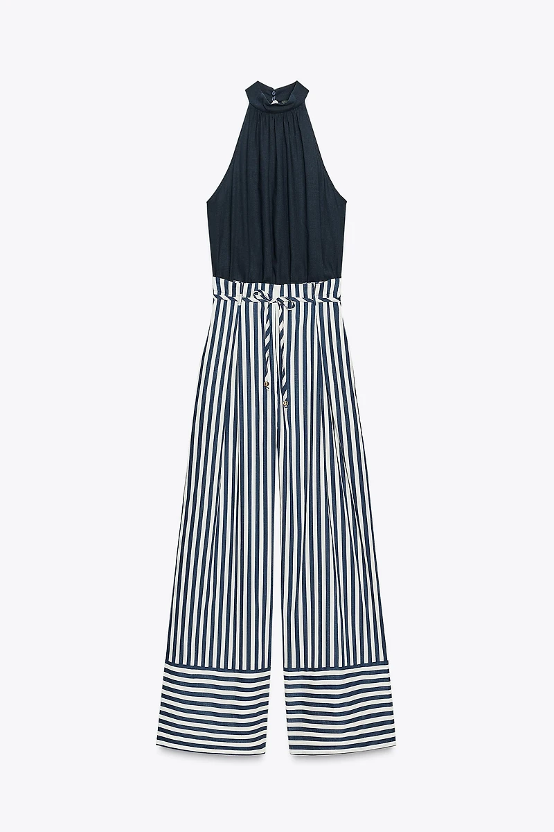 LINEN BLEND LONG JUMPSUIT