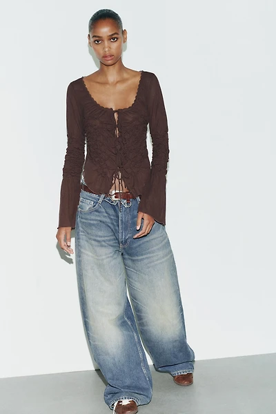 RUCHED TIE TOP