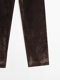 Jean straight mid-rise effet velours