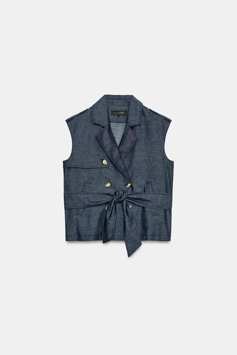 GILET CEINTURÉ EN LIN