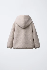 HOODED FAUX SHEARLING JACKET