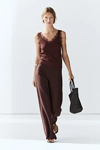 Strappy lace-trim top