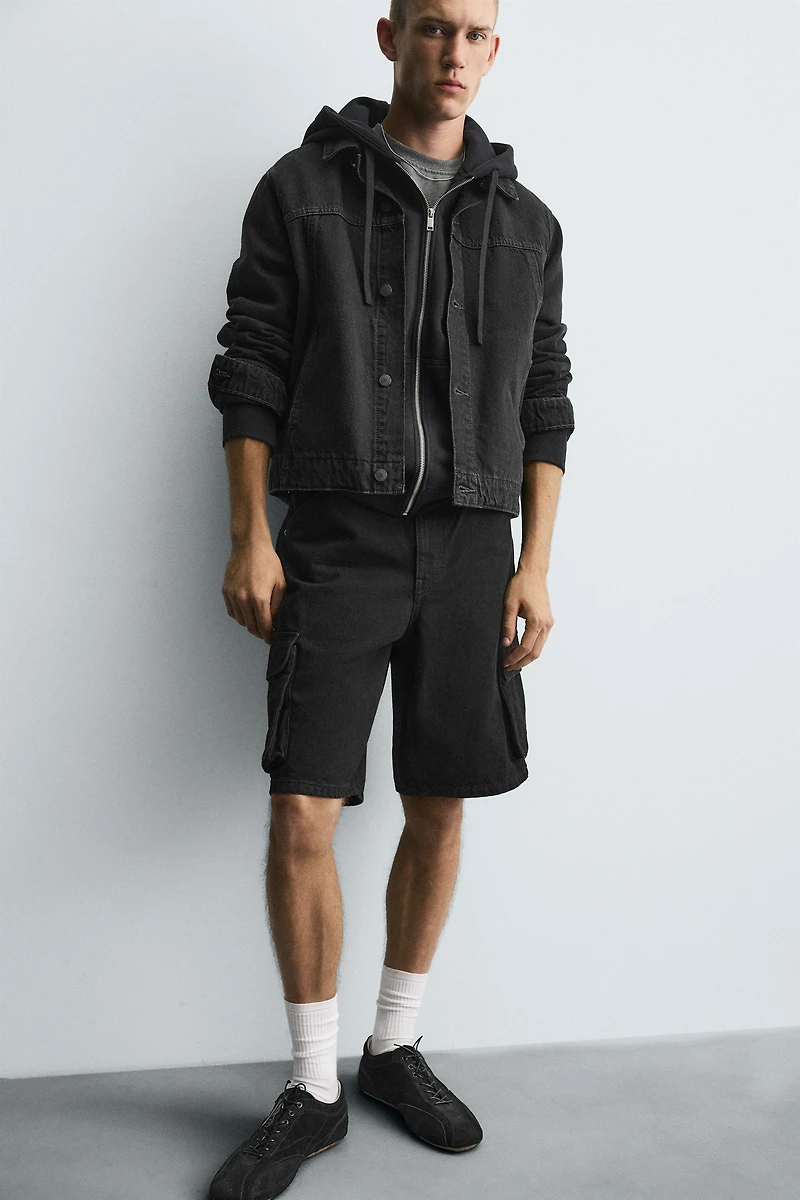 CARGO DENIM SHORTS