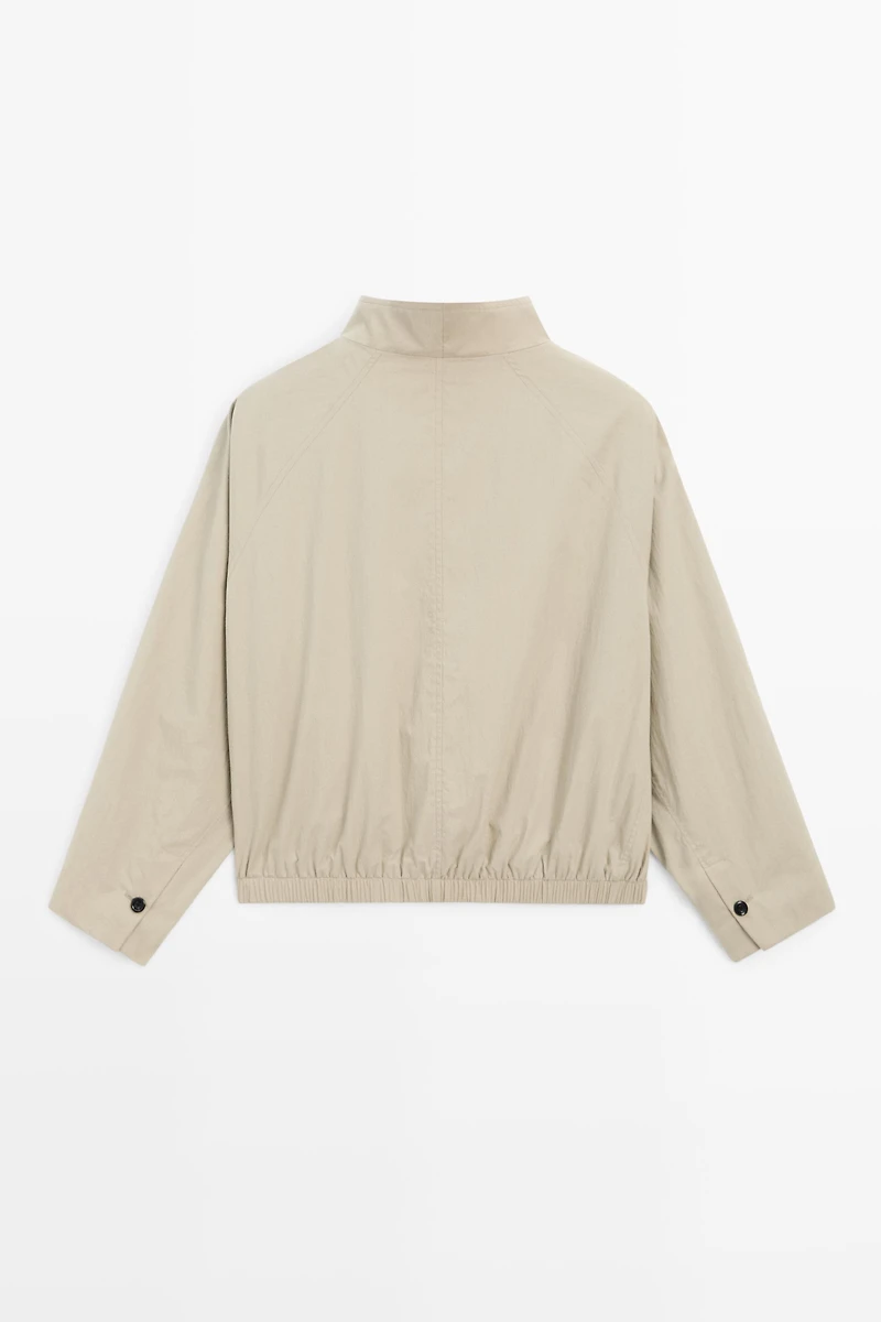 Bomber jacket with funnel neck