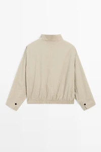 Bomber jacket with funnel neck