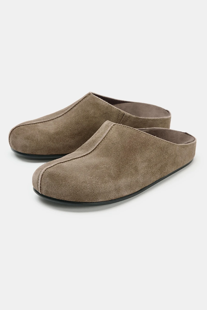 SPLIT SUEDE SLINGBACKS